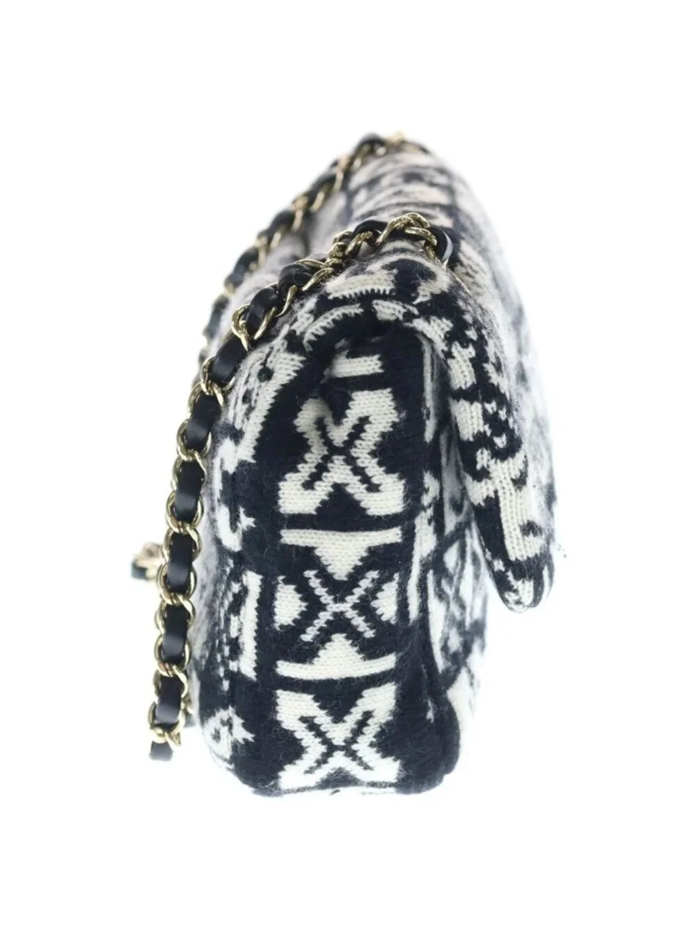 Chanel Coconut Jewel Gold Chain Shoulder Bag White Black